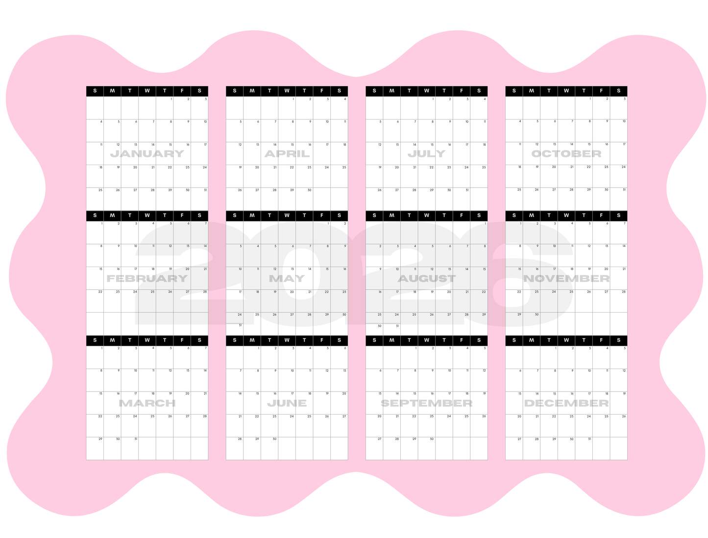 2026 XL Wavy Wall Calendar